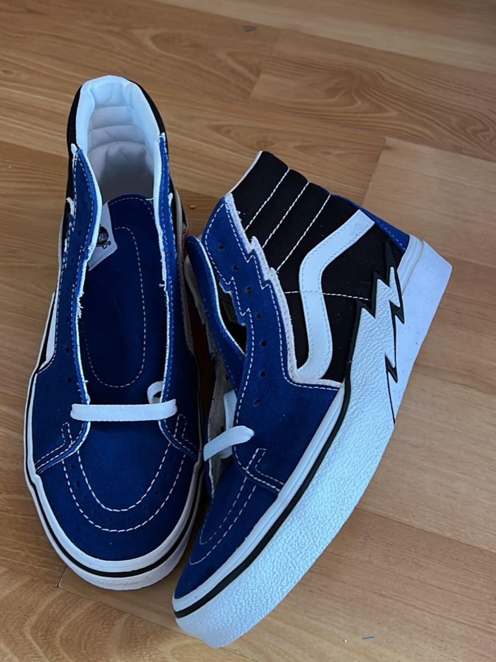 Vans Kids Blue and Black Skate Sneakers with White Accents